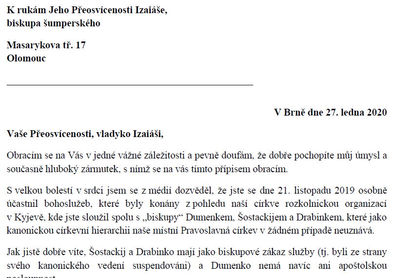 Prohlášení otce Jozefa Fejsaka proti neustávajícím útokům a pomluvám ze strany biskupa Izaiáše